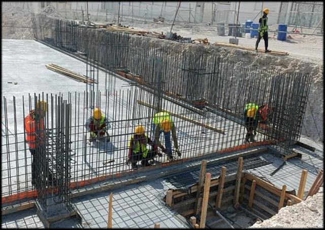 Concrete and rebar construction work